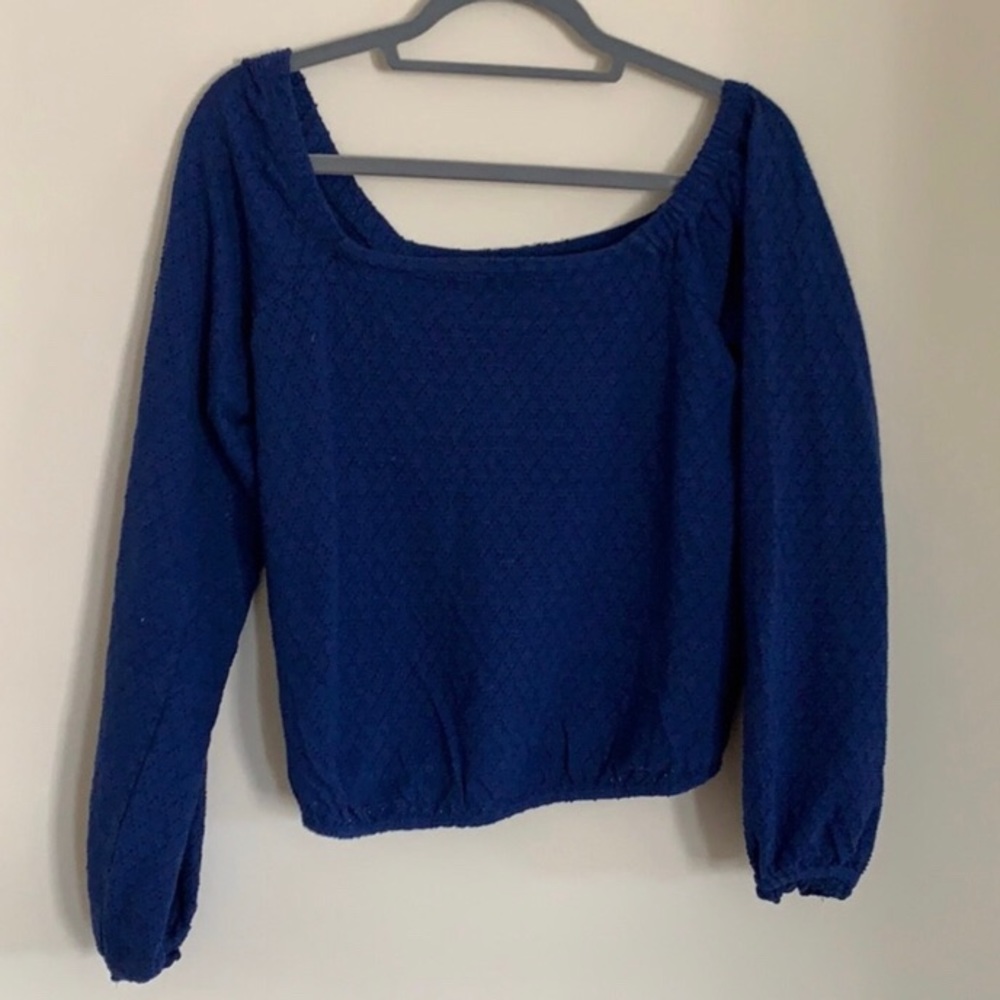 Free People Royal Blue Off-Shoulder Crop Top